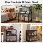 Homieasy 3D Printer Stand with Power Outlet, 23.6" x 23.6", Black - Image 7