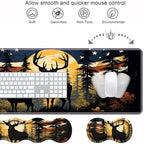 Ergonomic Keyboard Wrist Rest & Mouse Pad Wrist Rest Set, Large XXL Gaming Desk Mat 31.5"x 11.8" with Memory Foam, Easy Typing Pain Relief for Office & Home, American Flag Jungle Deer - Image 4