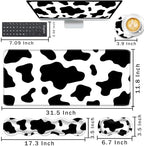 Keyboard Wrist Rest and Mouse Pad with Wrist Support Set Ergonomic Coaster,Memory Foam,Easy Typing Pain Relief,Large XL Desk Mat 31.5"x 11.8",Cow Print - Image 2