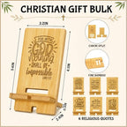 Novabright 36 Pcs Christian Bible Verse Bamboo Phone Stand, Natural - Image 2