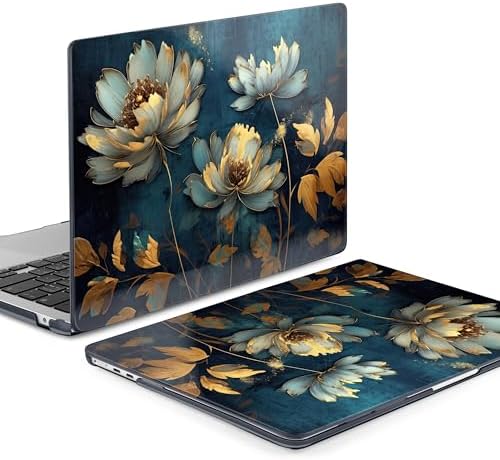 Batianda LumiArt Case for MacBook Air 13.6" M2-M5 Chip, Blue Gold Lotus - Image 6