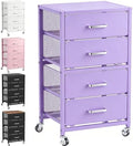 4-Drawers Metal Rolling Cart, Utility Storage Cart with Wheels by Unknown