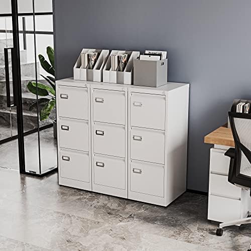Fesbos 3 Drawers Vertical File Cabinets - 17.8" Deep Lockable Filing Cabinet - White Metal Storage Cabinets for Home Office to Hanging Files Letter/Legal/F4/A4 Size - Image 6