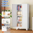 GAIOUS 61''Tall Metal Garage Storage Cabinet,File Cabinet with Door and Adjustable Shelves, Outdoor Steel Tool Cabinet for Home,Office,Warehouse,Garage,White - Image 4