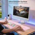 Wireless Charging Mouse Pad with Phone Holder, 31.5"x15.8" in, Pink Marble - Image 5