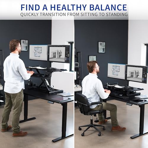 VIVO Black 36 inch Desk Riser with Dual Monitor Mount, DESK-KIT-VE36B2 - Image 5