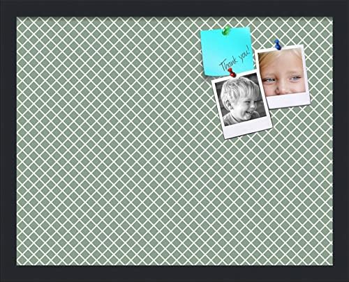 PinPix 19x15 inch Cork Bulletin Board. This Decorative Framed Pin Board Comes with Diamond Pattern in Nile Green Design and Satin Black. Ideal for Home, Office Decor or School (PinPix-380) by PinPixBulletinBoards