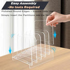 File Holder File Sorter, Vertical File Organizer for Desk, Desk Top File Folder Organizer Stand, Acrylic File Rack File Folder Holder, 5 Sections Clear File Stand for Office, School, Home - Image 3