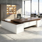 Executive Desk, L Shaped Executive Office Desk with Locking Drawer & File Cabinet, 1'' Thick Desktop, Large Office Desk with Storage, Modern Executive Computer Workstation for Home Office & Business by Unknown