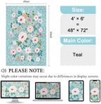 DUKINO 4x6 Area Rug, Floral Washable Rug Non Slip Office Chair Mat, Teal - Image 2