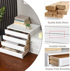 Solid Wood Drawer Desktop Storage Box, Multi-Layer Jewelry File Storage Drawer, Vertical Stackable Desk Organizers Cabinets with Handle for Office Area Study Home(1 Layer, White) - Image 4