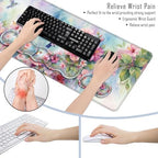 TGFEWYTJYJ Extended Gaming Mouse Pad,Memory Foam Ergonomic Keyboard Mouse Wrist Rest Support Set,Large Desk Mat with Stitched Edges,Non-Slip Base Mousepad Home Office,Flower Hummingbird - Image 6