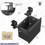 VIVO Black Clamp-on Under Desk Filing Cabinet, MOUNT-FCD1C-B - Image 2