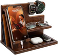 TESLYAR Wood Phone Docking Station for Men - Desktop or Nightstand Organizer - Birthday Gifts for Men, Dad - Anniversary Idea from Wife - Key Holder, Stand Wallet, Watch & Essentials (Bourbon Brown) by TESLYAR