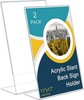 Sanwuta 2 Pcs Acrylic Sign Holder 11 X 17 Inch, Slant Display Stand by Sanwuta