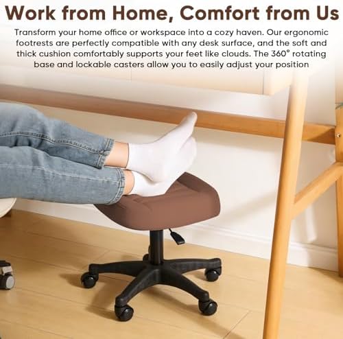 Ergonomic Adjustable Under Desk Footrest,Ottoman with Wheels - Image 6