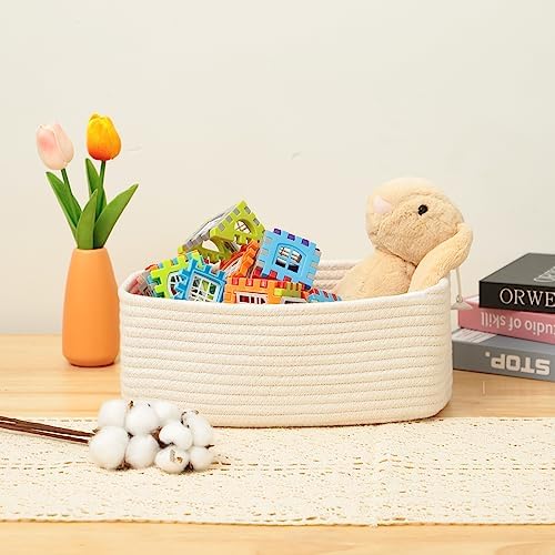 MiniArk Small Storage Baskets for Organizing | Closet Organizer Bins | Shelf Toy Basket | Woven Rope Baskets | Cube Decorative Box | Shallow Basket | 11.5x7.5x4.7” | 4 Packs Off White - Image 5