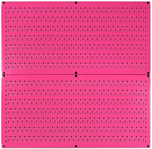 Wall Control Pegboard Rack Horizontal Metal Pegboard Garage Tool Storage Pack - Two 32-Inch Wide x 16-Inch Tall Easy To Install Peg Boards (Pink) by Wall+Control