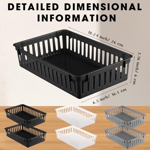 Wenqik Set of 12 Small Plastic Baskets for Organizing, Black,Gray,Clear - Image 3