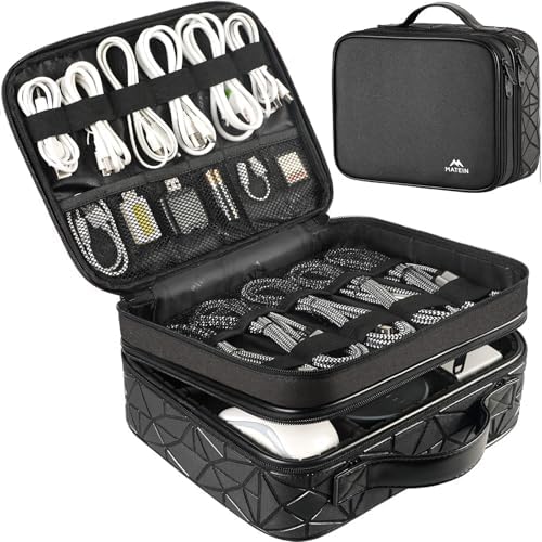 MATEIN Cord Organizer Case with Adjustable Divider, Large DJ Cable File Bag by MATEIN
