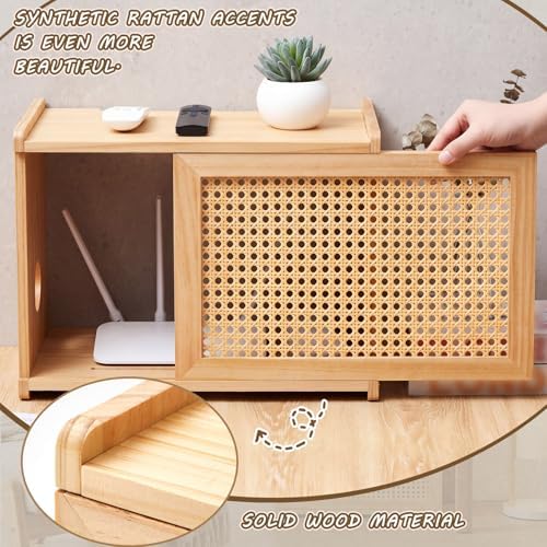 Wi-Fi Router Box Hider, Synthetic Rattan Decor, Wood - Image 3