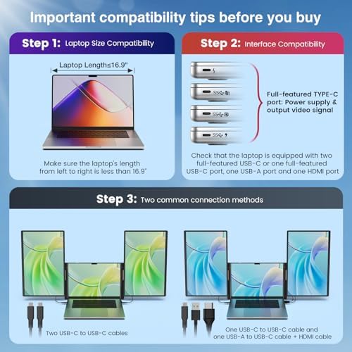 FLYTOCCA 16" Laptop Screen Extender, Updated 1200P FHD Portable Monitor with 16:10 Aspect Ratio Screen, Rotation Detachable Screen, Laptop Monitor Extender Compatible with Windows, Mac, Chrome - Image 6