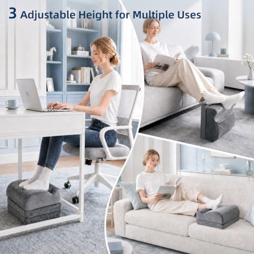 Foot Rest Under Desk, 3 Adjustable Heights for Various Height - Image 6