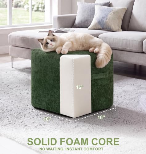 Hobestluk 16 Inch Square Pouf Ottoman Foot Rest Under Desk for Couch - Image 2
