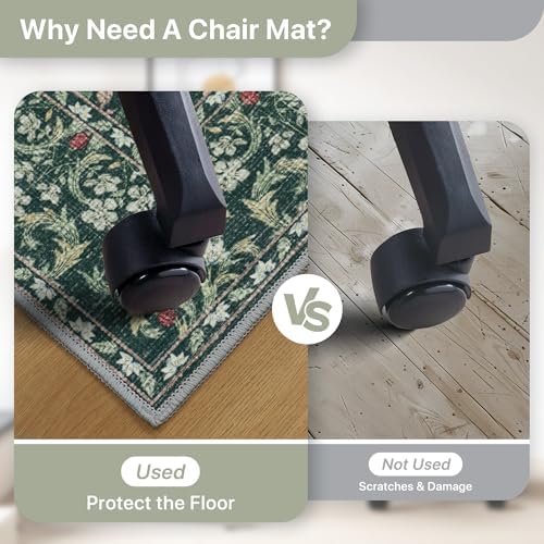 36"x48" Office Chair Mat for Hardwood Floor, Non-Slip Washable Moss Green - Image 5