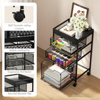 SWTYMIKI Rolling File Cart with Drawers - 4 Tier Under Desk Storage Craft Rolling Organizer Cart - Office Storage &Organization, Mobile Metal Filing Cabinet for Office and Home Black - Image 5