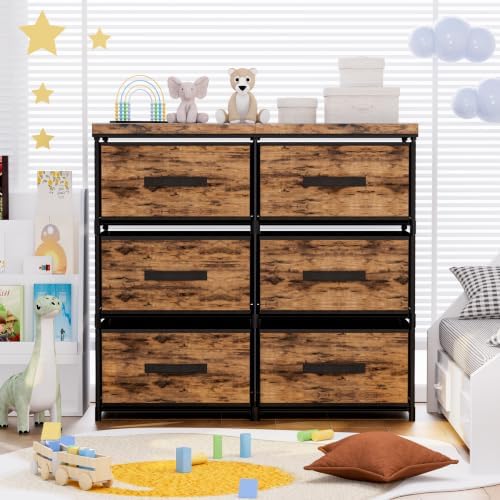 GcdPai Dresser 6 Fabric Larger Drawer(20cm Height) Stand Leather Desktop - Image 4