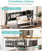 PEGZONE Under Desk Cable Management Tray, 30.2" No-Drill C-Clamp Pegboard - Image 2