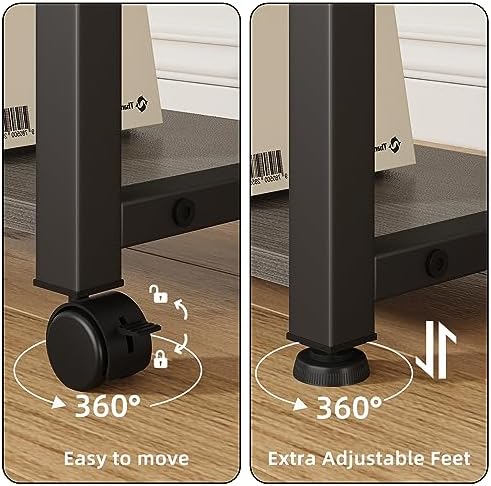 YAOHUOO 22"x15" Large Printer Stand with Drawer, 3-Tier Rolling Table Cart - Image 6