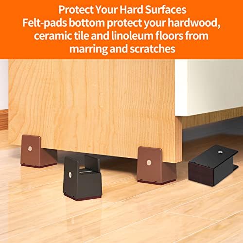 Furniture Risers 4 Inch with Adjustable Screw Clamp,4 Pack Beige - Image 7