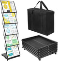 AmazingSpark Brochure Display Stand Foldable Magazine Rack Portable Double A4 Size Literature Brochure Holder Magazine Rack Metal 10 Pockets with Carrying Bag for Trade Show Exhibition Office(5-Tier) by Unknown