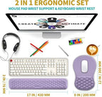 Hokafenle 2 in 1 Ergonomic Mouse Pad Wrist Support & Wrist Rest for Computer Keyboard Set, with Relieve Carpal Tunnel Pain Massage Bulge and Full Memory Gel Design (2In1 Set, Lavender) - Image 2