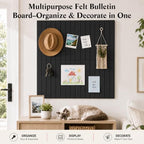 48" x 36" Large Felt Bulletin Board, Bold-Stripe 12-Pack Cork Boards | Fabric Bulletin Board with 60 Adhesive Tabs, 50 Pushpins, Felt Wall Tiles for Office Push Pin Board Felt Board, Black - Image 2