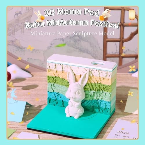 3D Calendar 2027,3D Desk Calendar Memo Pad 2027,3D Art Calendar Memo Pad 2027,Time Piece calendars 2027,3D Paper Art Notepad,Cute Rabbit Desktop Decoration,New Year,Christmas Gift (Cute Rabbit) - Image 5