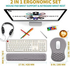 Hokafenle 2 In 1 Ergonomic Mouse Pad Wrist Support & Wrist Rest For Computer Keyboard Set, with Relieve Carpal Tunnel Pain Massage Bulge and Full Memory Gel Design (2In1 Set,Neutral Gray Light Purple) - Image 2
