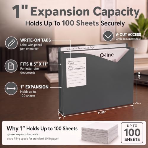 Sabary 25 Pack Poly File Jacket 1" Expansion Pocket Write-on, Grey - Image 3