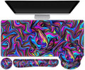 Gaming Mouse Pad, Large Desk Mat, Cute Desk Pad Protector, 4in1 XXL Mousepad + Keyboard Wrist Rest+Mouse Wrist Rest+Coaster Set with Ergonomic Desk Pad for Home Office Computer, Dazzling Bright Color by ToLuLu