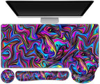 Gaming Mouse Pad, Large Desk Mat, Cute Desk Pad Protector, 4in1 XXL Mousepad + Keyboard Wrist Rest+Mouse Wrist Rest+Coaster Set with Ergonomic Desk Pad for Home Office Computer, Dazzling Bright Color by ToLuLu