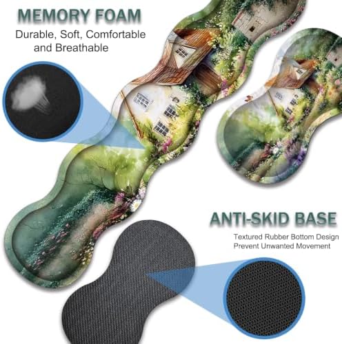 31.5"x 11.8" Oversized Gaming Mouse Pad Set, Ergonomic Keyboard and Mouse Wrist Rest + Cup Holder, Non-Slip Desktop Pad, Suitable for Home and Office Use, Farmhouse Cottage Garden - Image 2