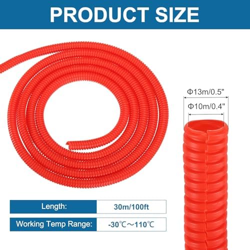 MECCANIXITY 3/8" 100ft Split Wire Loom Tubing w/Installation Tool Red - Image 2