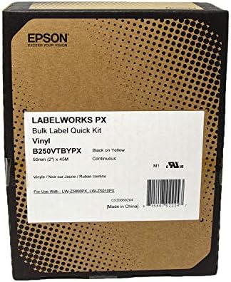 Epson LABELWORKS B250VTBYPX Bulk Vinyl Tape - Black on Yellow - 2" (50mm) - Image 3