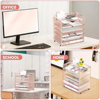 Daltack 6-Tier Paper Organizer for Desk with Handle, Rose Gold, 2 Pack - Image 6