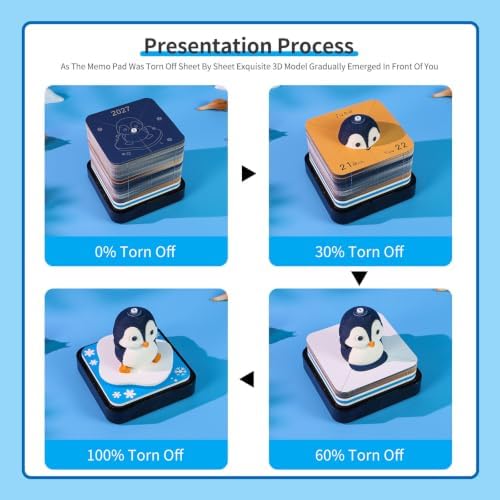 3D Calendar 2027 Time Piece Calendar 3D Memo Pad Penguin Art Notepad,Christmas,New Year Gift(Penguin) - Image 6