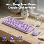 Wireless Keyboard and Mouse Combo, Purple, Round Keycaps, Tablet Holder - Image 5