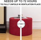 Poofieotto Round Pouf Ottoman, Couch Foot Rest,Burgundy 20x14In - Image 6