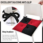 Office Stacking Chair Cushions 4 Pack, Corduroy High Density Foam Kitchen Seat Cushions with Ties, Square 17" x 17" Indoor Non-Slip Dining Chair Pads, Black+ Red，4pcs - Image 5
